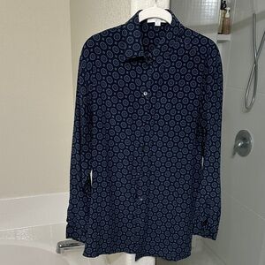 Michael Kors Collection Navy Patterned Button Down Shirt